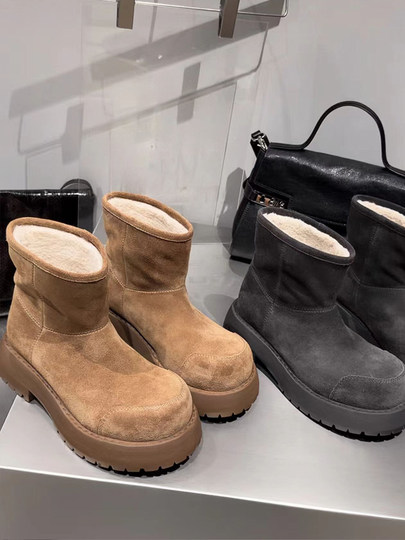 欧洲站加绒厚底雪地靴女冬季新款保暖防寒棉鞋子冬靴东北户外棉靴