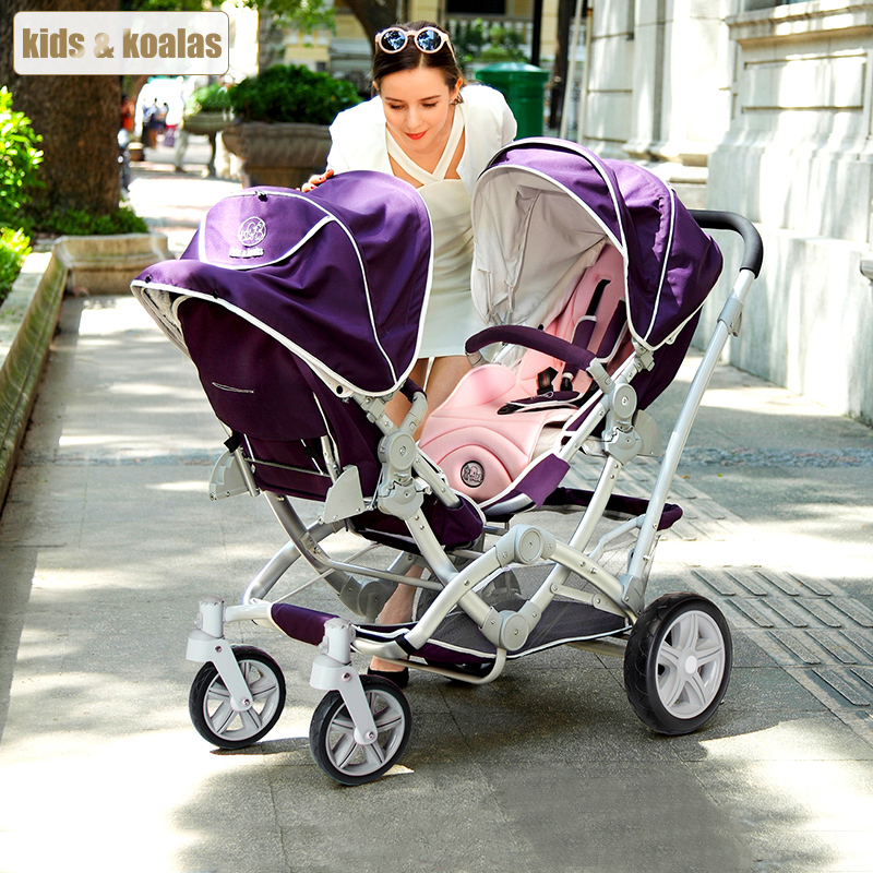 kidskoalas twins baby stroller light to sit and fold new baby Twin Seat Two-tire Cart God-Taobao