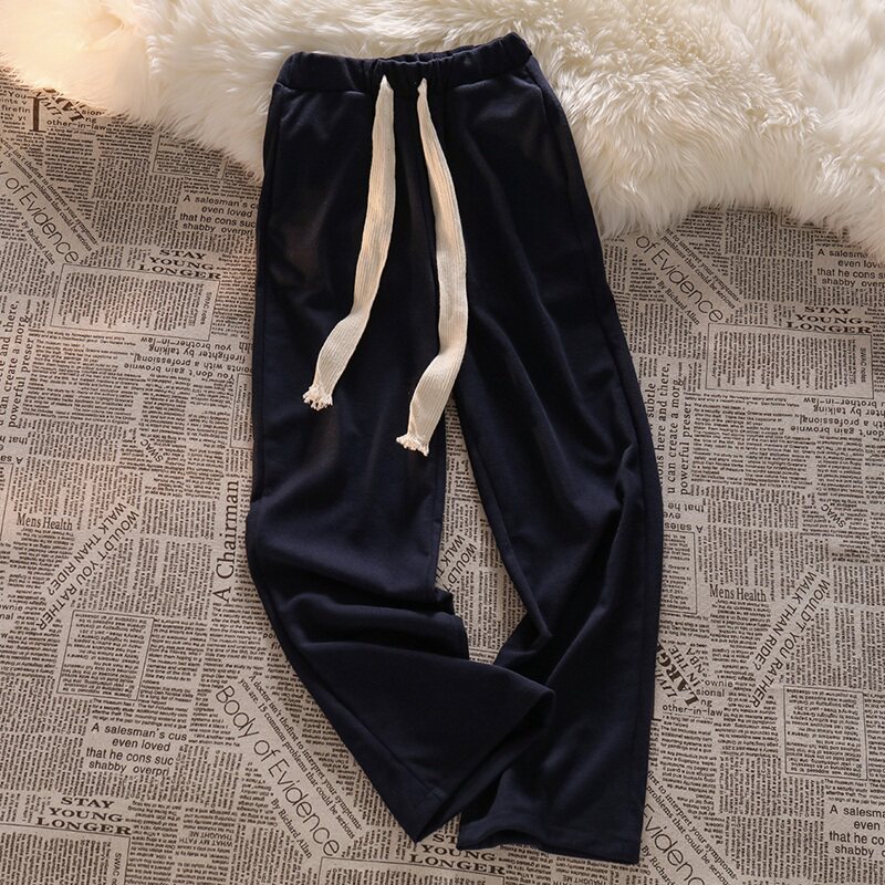 Design sensation small crowddrawing rope Pants Woman Straight Drum Wide Pants 2021 Early Autumn New High Waist Chic Port Taste Pants