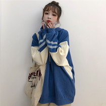Nethong loose version of the sweater 2019 early autumn womens new Korean student hooded color color and velvet top ins tide