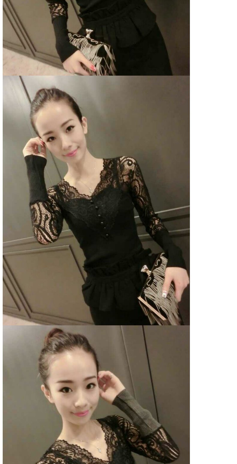 Áo len nữ tay dài 2018 thu đông 2018 phiên bản Hàn Quốc mới của áo cổ chữ V bó sát cạp cao áo thun nữ đẹp