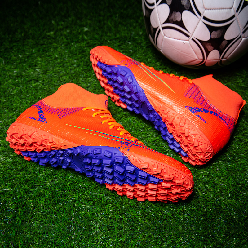 Cro football shoes high cylinder new male and female long nail AG broken nails TF snow leopard adult student child non-slip training shoes