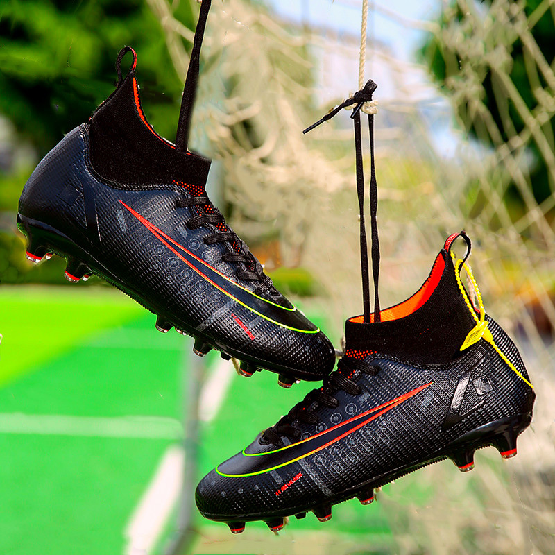C Luo high tube football shoes men and women assassin K guest long broken short TF nail children adult AG Messi students CR7 training shoes