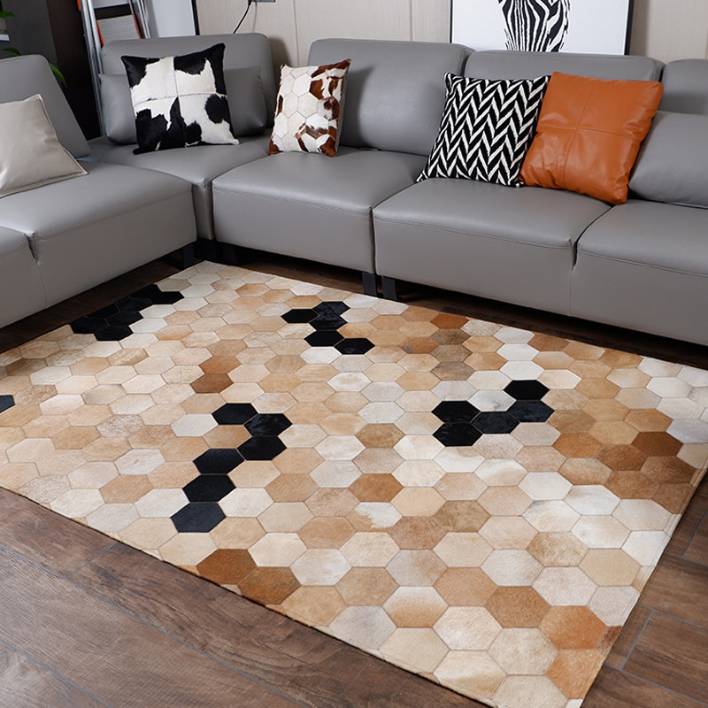 Fur custom living room real milk cowhide carpet splicing modern minimalist bedroom light luxury short horse fur floor mat advanced