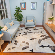 Light luxury living room milk cowhide stitching carpet bedroom bedside blanket gray disposable coffee table floor mat leather cushion