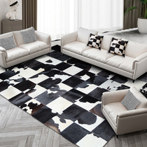 Modern light luxury handmade cowhide stitching carpet Nordic living room sofa bedroom bedside blanket horse fur floor mat