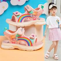 Girl Sandals 2022 Summer New CUHK Children Sports Sandals Girls Princess Soft Bottom Non-slip Children Beach Shoes