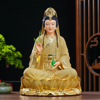 New Miao Shan Guanyin Bodhisattva Resin Statue for Home Living Room, White Guanyin Bodhisattva Ornament