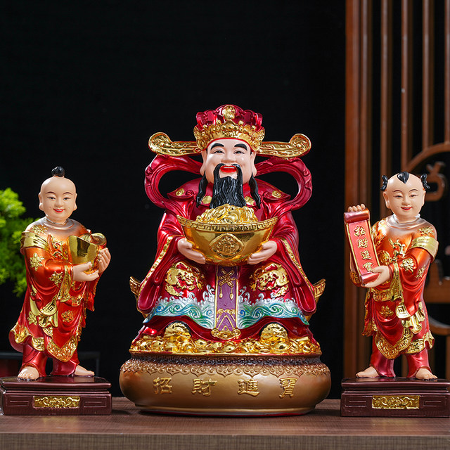 New God of Wealth from all directions, resin Buddha statue, Yuanbao God of Wealth, shop opening office fortune-enhancing ornaments