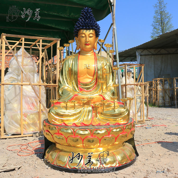 Glass fiber resin Buddha statue 1 6 Missy days ancient Buddha lighting Buddha Lotus Buddha Appliquine Temples Dedicated to the Pendulum