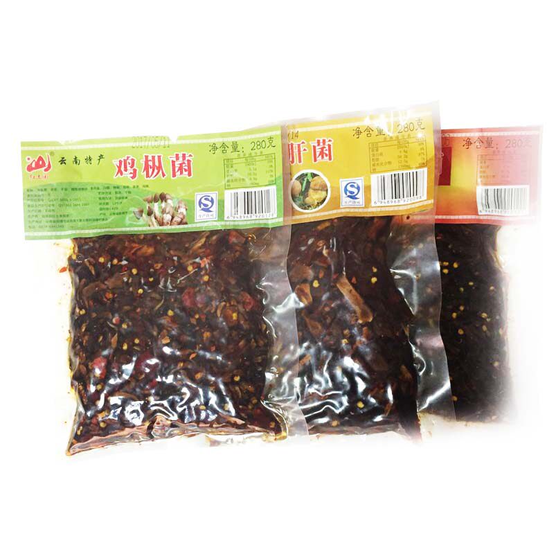 3 bags*280g Yunnan specialty Laterite garden oil chicken shredded mushroom Boletus mushroom Matsutake mushroom edible mushroom
