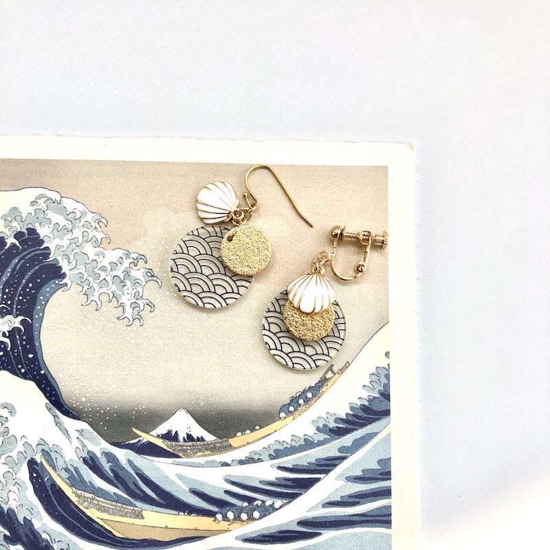 SHUNA's Shengawa surf, original Japanese acrylic ear hook ear clip is full of 200