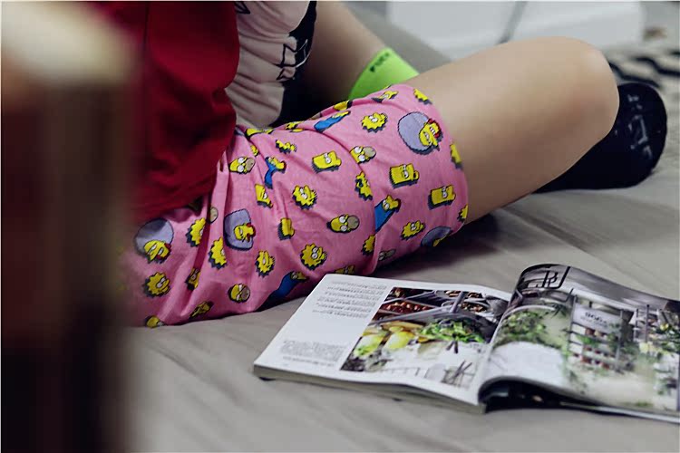 Phim hoạt hình cotton nam và nữ rộng kích thước lớn đồ lót mùa hè vài chiếc quần ngủ ngắn phong cách Harajuku quần nhà quần short quần Arro quan sot nam