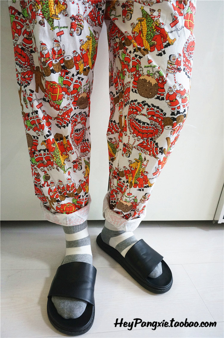 Cartoon cotton dài ngủ quần xu hướng thời trang cá tính quần nhà giản dị phong cách Harajuku quần lỏng nhà quần ngố nữ
