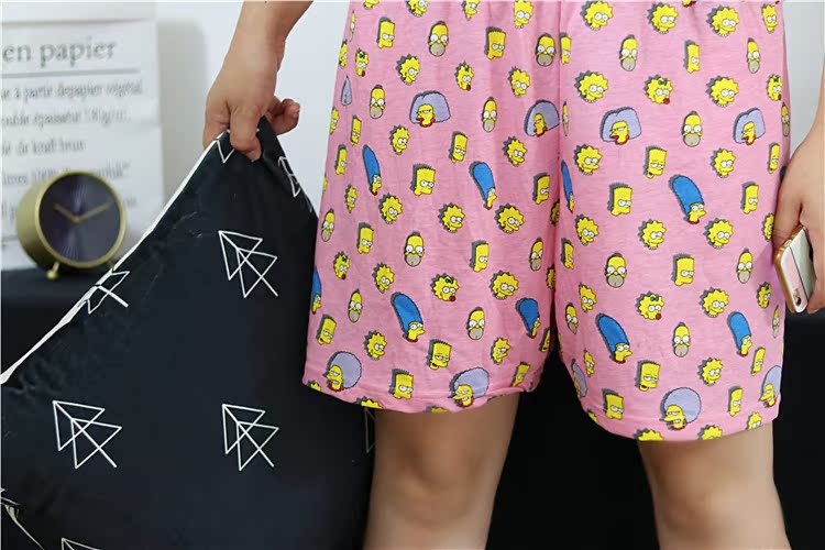 Phim hoạt hình cotton nam và nữ rộng kích thước lớn đồ lót mùa hè vài chiếc quần ngủ ngắn phong cách Harajuku quần nhà quần short quần Arro quan sot nam