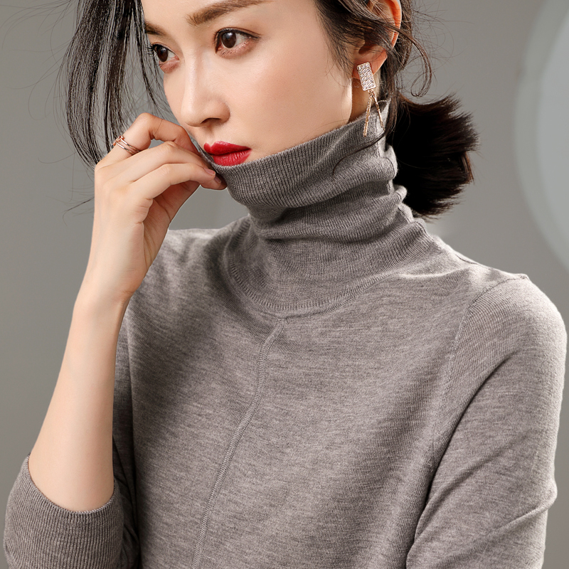 Ultra-fine beautiful Noo woolen sweater women thin spring and autumn winter New pile collar bottom with knitted sweater loose foreign gas