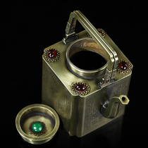 White copper cotton carved eight cactus square beam teapot teapot kettle old-fashioned handheld tea set