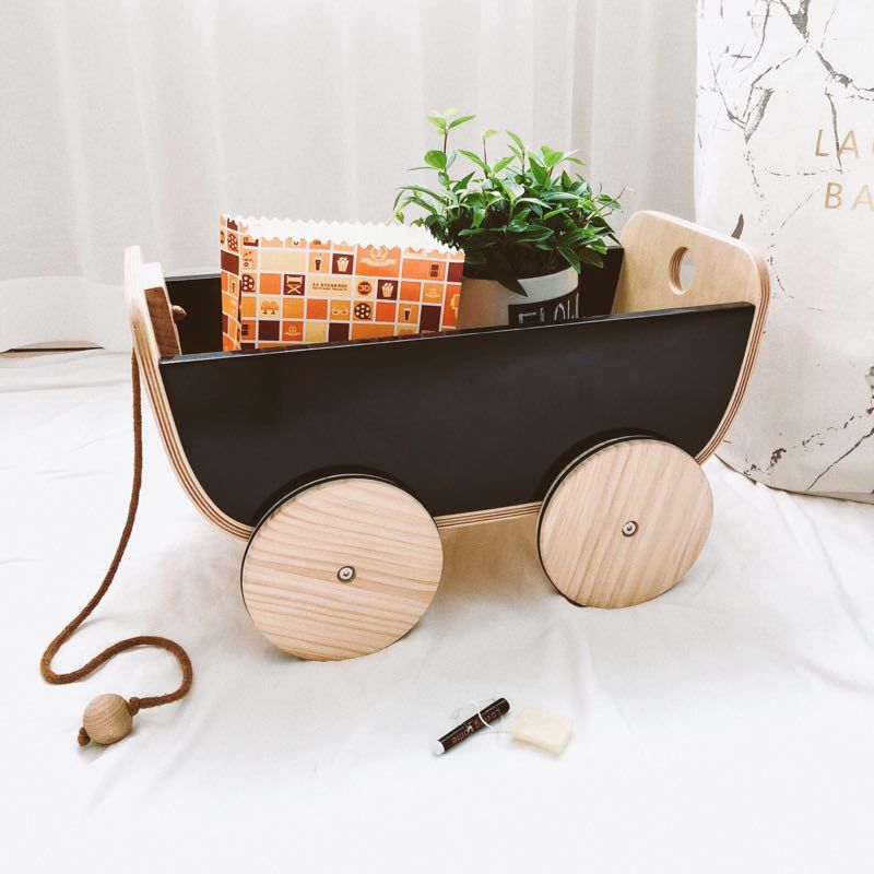 Children's toy containing basket storage tension wooden stroller-Taobao