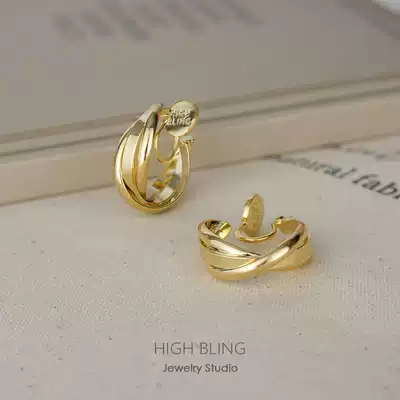 2021 new trendy shiny cross circle earring earrings ear needle female silver needle no pierced ear mosquito coil ear clip painless