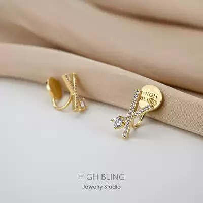 Joker must enter painless mosquito coil ear clip without ear hole female X-shaped zircon earrings female s925 Silver Needle