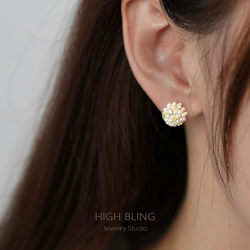 Delicate commuter mosquito coil pan ear clip small 100 lap full of star earrings, Japan-ROK pearl without earbuter ear-holder