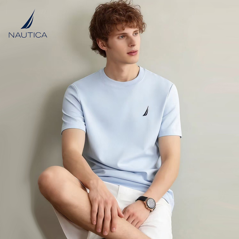 Nordica Short-Sleeved T-Shirt for Men, New Summer Style, Fashionable and Casual, Round Neck, Half-Sleeve, Cool and Breathable, Solid Color, 7A Antibacterial