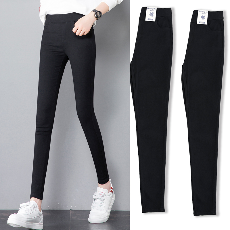 Inside lap pants woman wearing spring and autumn thin section 2022 new high waist display slim slim black pants pencil black small feet magic pants