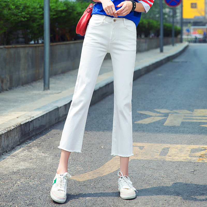 White jeans woman 80% Summer thin section 2022 new high waist display slim 90% small sub loose straight drum pants