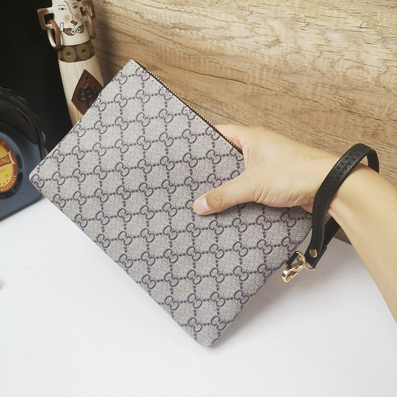 Green City Gucci Cool Retro Clutch Soft Leather Genuine Wallet Casual Wallet Unisex Couple Style Trendy Brand Bag