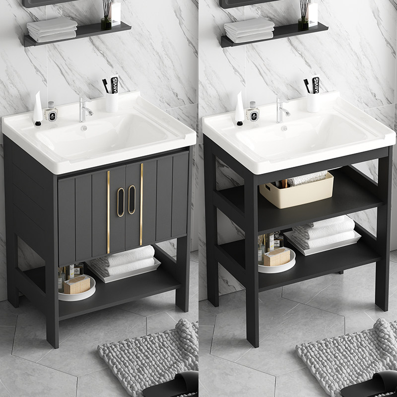 Space aluminum floor wash basin toilet bathroom cabinet combined small household wash basin one balcony wash