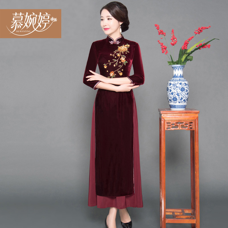 2023 New Spring Audase Venness Vietnamese Bangrobe Long Middle Old - Year - Old Women's Improved Dress Chinese Dresses
