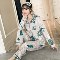 Mùa xuân và mùa thu nữ Hàn Quốc Bộ đồ ngủ dài tay cotton ngọt ngào dễ thương XL sọc Set áo len nhà mùa hè bộ cotton mặc nhà