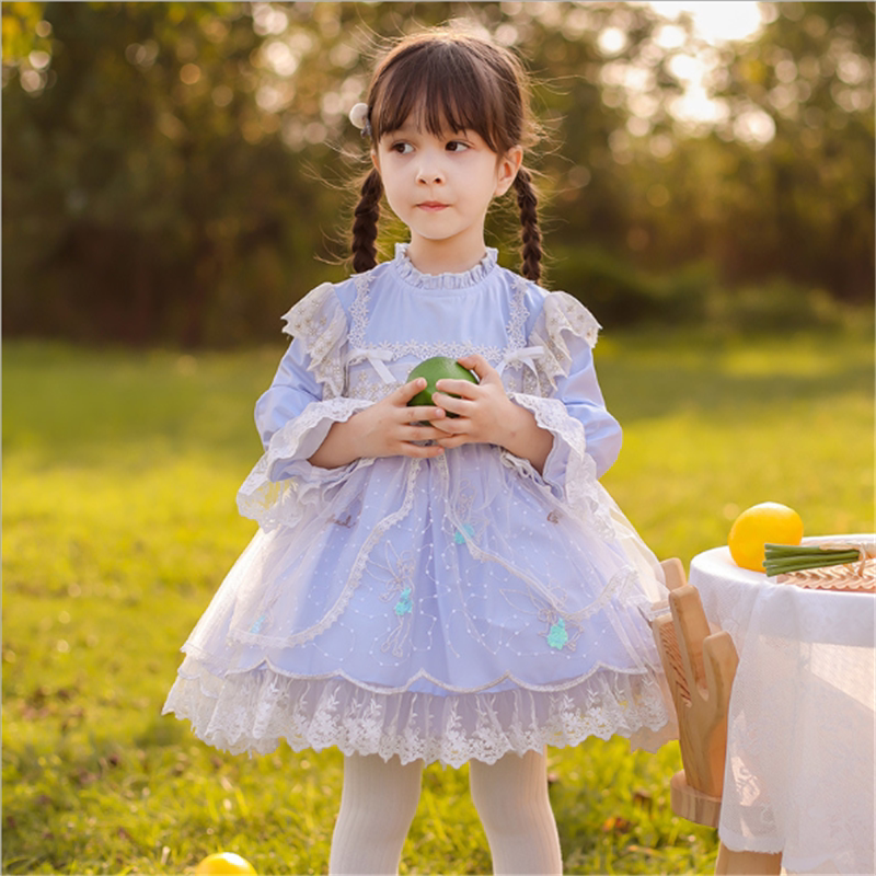 Girls spring 2021 new Foreign school baby year-old dress Children Lolita Lolita puffy yarn princess dress
