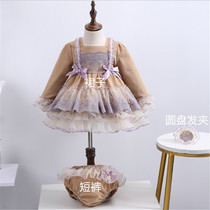 Girls Spanish European and American court style princess dress spring and autumn foreign style baby girl birthday dress Lolita fluffy dress