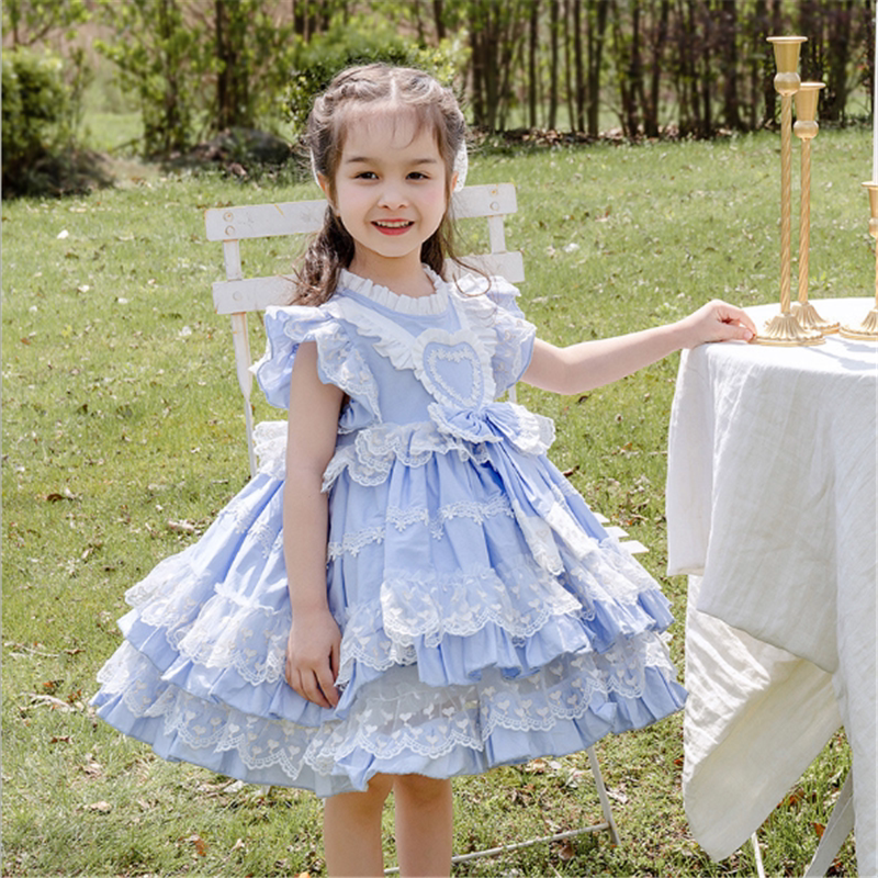 Girls princess dress summer high-end Lolita Lolita tutu skirt girl baby birthday dress butterfly sleeve sundress