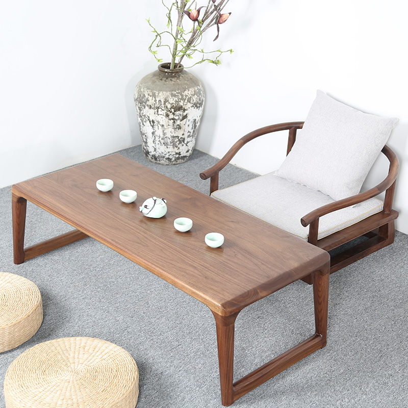 Day-style tatami tea table dwarf table solid wood kang a few home balcony tea table Zen New Chinese light lavish short table