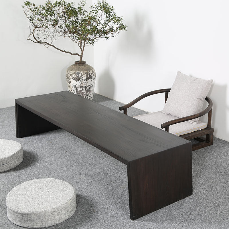 Solid Wood Tatami tatami tea table Balcony Short Table Little Kang A Few Days Style Short Table Modern Minima Home Old Elm Wood Tea Table