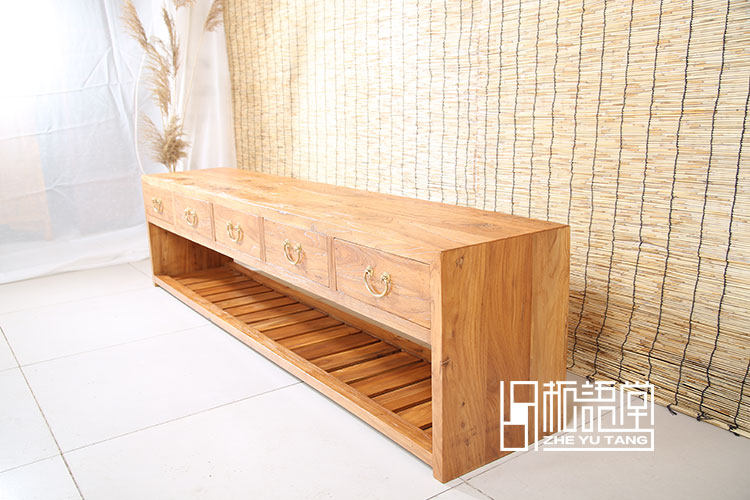 Old Elm Wood TV Cabinet Exemption From Lacquer Containing Cabinet Modern Simplicity New Chinese Bed Tailcabinet Solid Wood Ground Cabinet