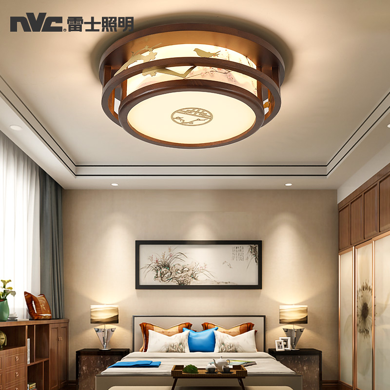 Thunder lighting suction dome lamp main bedroom lamp New Chinese solid wood antique room lamp dining room lamp with national wind lamps