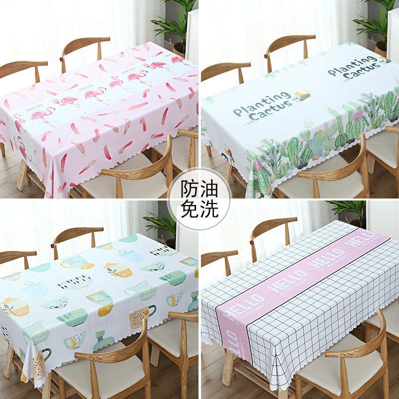 Containing box pvc table cloth waterproof and anti-scalding table cloth printed ins Nordic tea table cloth table cloth