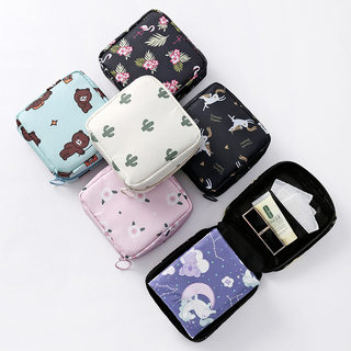 Large capacity sanitary napkin storage bag, cute and portable