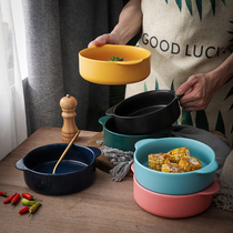 Home oven baking bowl microwave oven high temperature resistant pasta salad bowl cheese baked rice instant noodle bowl