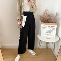 Thin thin nine wide leg pants women Summer high waist vertical straight suit pants chiffon loose drag pants