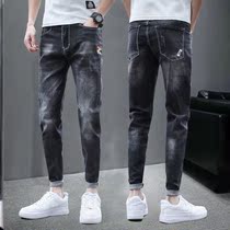 Loose Elastic Summer Long Pants 100 hitch a thin Korean version Tide Card Jeans 2021 The new mens port wind