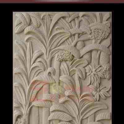 Tropical rainforest sandstone relief sculpture hotel club lobby background wall custom copper relief glass fiber imitation copper