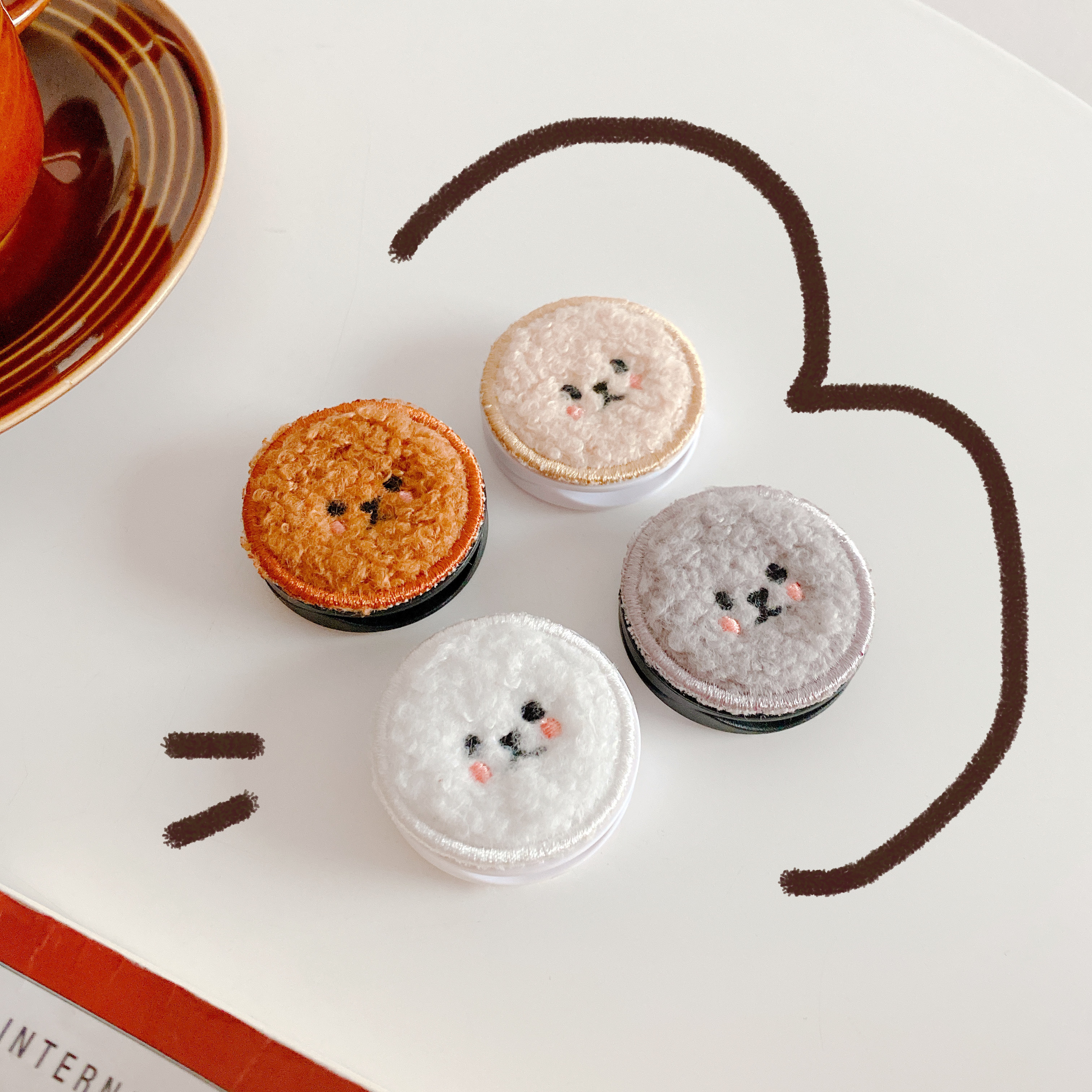 Cartoon Plush Teddy Dog Mobile Phone Rack Folding Extension Anti-Fall Watching Film Brush Drama Ring Buckle Female Creative Apply