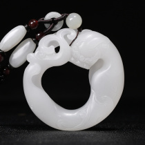 Merino Grease and Tian jade pendant sheep fat white jade Dragon Pendant with Jade Pendant Pendant with double-sided hollowed-out jade pendant male and female