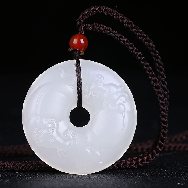 And Tian Jade Duosheng Zodiac Cattle Pendant male and female Goat Fat Jade 12 Zodiac White Jade Pendant jade pendant necklace with jade pendant