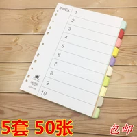 5 комплектов из 50 кусков из папки A4 10 -Точка бумаги бумаги бумаги Разбиение 10 Цвета Цвета Распродажа