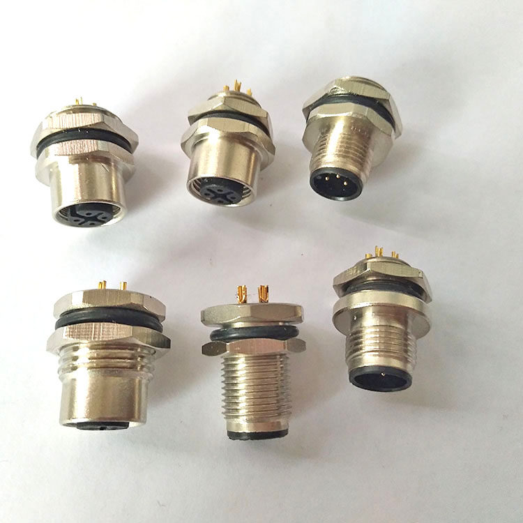 M12 Air plug socket flange seat wearing plate connector 4 core 5 core 8 core 12 core pinhole style male head waterproof-Taobao